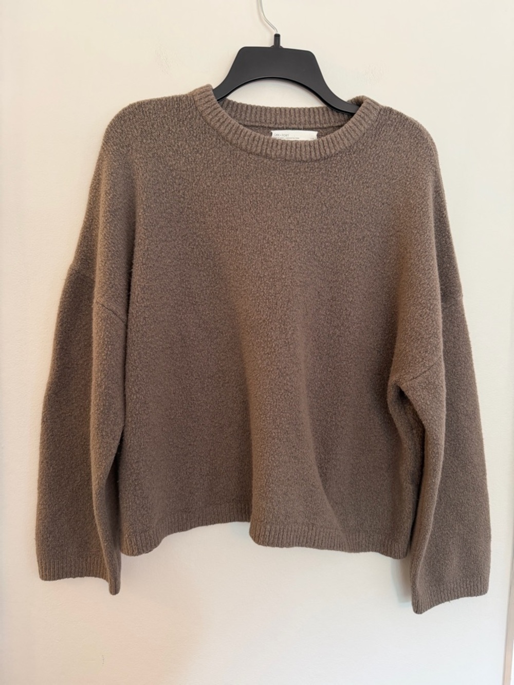 Oak + Fort Brown Bouclé Knit Sweater - Size Large